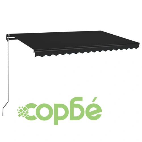 Ръчно прибиращ се сенник с LED, 450x350 см, антрацит ➤ топ цена ➤ sorbe.bg