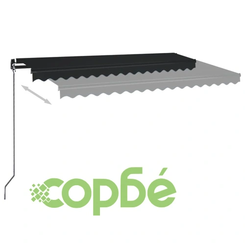 Ръчно прибиращ се сенник с LED, 450x350 см, антрацит ➤ топ цена ➤ sorbe.bg