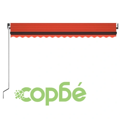 Ръчно прибираща се тента с LED, 450x350 см, оранжево и кафяво ➤ топ цена ➤ sorbe.bg