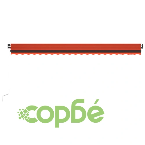 Ръчно прибираща се тента с LED, 500x350 cм, оранжево и кафяво ➤ топ цена ➤ sorbe.bg