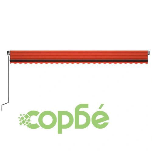 Ръчно прибиращ се сенник с LED, 600x350 см, оранжево и кафяво ➤ топ цена ➤ sorbe.bg