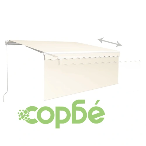 Ръчно прибиращ се сенник с щора, 3x2,5 м, кремав ➤ топ цена ➤ sorbe.bg