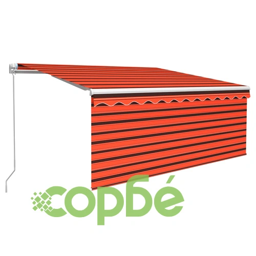 Ръчно прибиращ се сенник с щора, 3x2,5 м, оранжево и кафяво   ➤ топ цена ➤ sorbe.bg