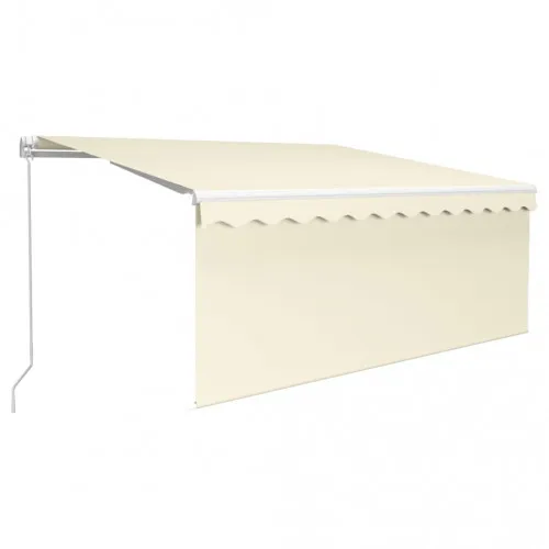Ръчно прибиращ се сенник с щора и LED, 3x2,5 м, кремав   ➤ топ цена ➤ sorbe.bg