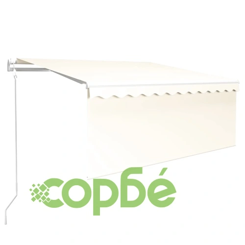 Автоматично прибиращ се сенник с щора, 3x2,5 м, кремав ➤ топ цена ➤ sorbe.bg