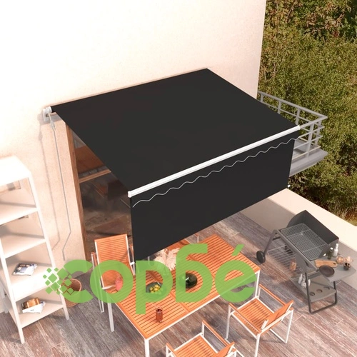 Автоматично прибиращ се сенник с щора, 3x2,5 м, антрацит ➤ топ цена ➤ sorbe.bg
