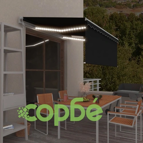 Автоматичен сенник с щора LED сензор за вятър 3x2,5 м антрацит   ➤ топ цена ➤ sorbe.bg
