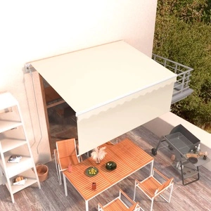 Автоматично прибиращ се сенник с щора, 3,5x2,5 м, кремав  