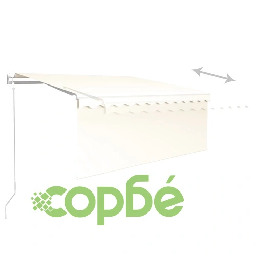 Автоматичен сенник с щора LED сензор за вятър 3,5x2,5 м кремав   ➤ топ цена ➤ sorbe.bg