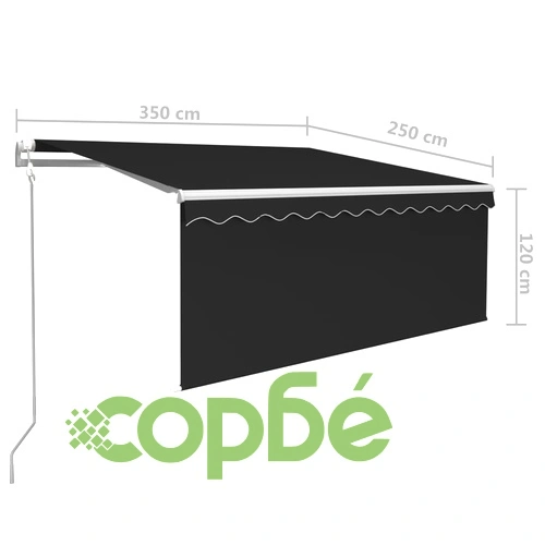 Автоматичен сенник щора LED сензор за вятър 3,5x2,5 м антрацит   ➤ топ цена ➤ sorbe.bg