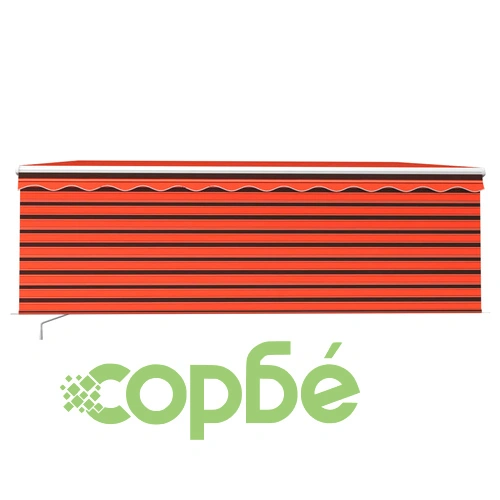 Ръчно прибиращ се сенник с щора и LED, 4x3 м, оранжево-кафяв ➤ топ цена ➤ sorbe.bg