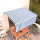 Автоматично прибиращ се сенник с щора, 4x3 м, синьо и бяло 