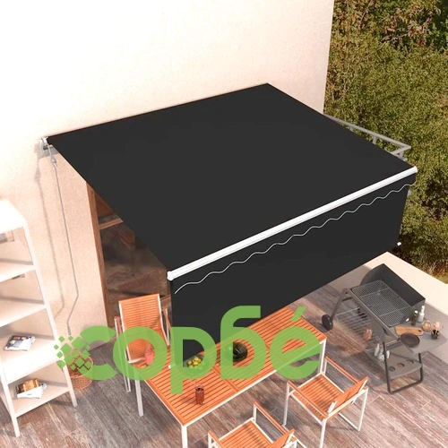 Автоматично прибиращ се сенник с щора, 4x3 м, антрацит  ➤ топ цена ➤ sorbe.bg