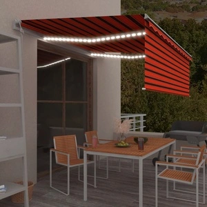 Автоматична тента с щора LED и сензор за вятър 4x3 м оранжева 