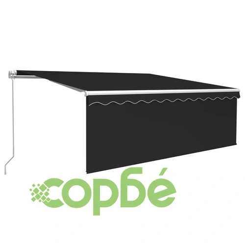 Ръчно прибиращ се сенник с щора и LED, 4,5x3 м, антрацит ➤ топ цена ➤ sorbe.bg