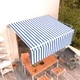 Автоматично прибиращ се сенник с щора, 4,5x3 м, синьо и бяло 