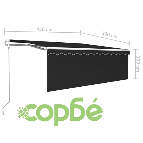 Автоматично прибиращ се сенник с щора, 4,5x3 м, антрацит  ➤ топ цена ➤ sorbe.bg