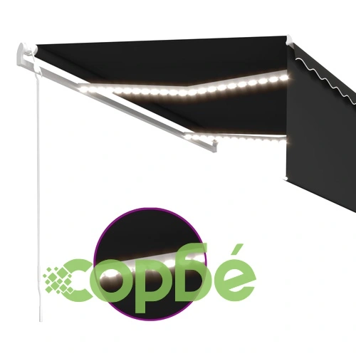 Автоматичен сенник с щора LED сензор за вятър 4,5x3 м антрацит  ➤ топ цена ➤ sorbe.bg