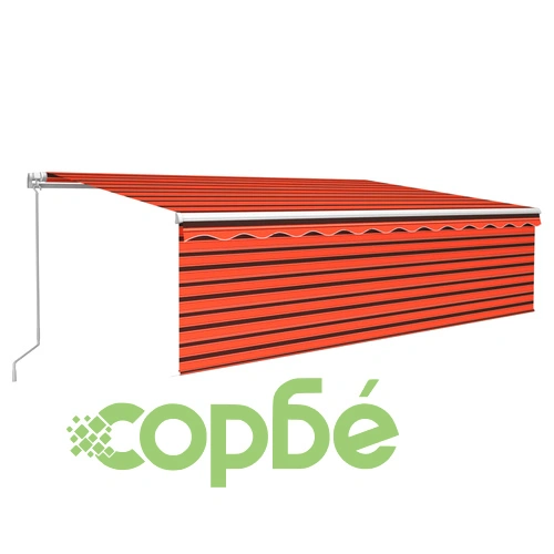 Ръчно прибиращ се сенник с щора и LED, 5x3 м, оранжево-кафяв на топ цена от sorbe.bg Ръчно прибиращ се сенник с щора и LED, 5x3 м, оранжево-кафяв ➤ топ цена ➤ sorbe.bg