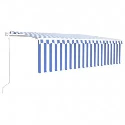 Автоматично прибиращ се сенник с щора, 5x3 м, синьо и бяло