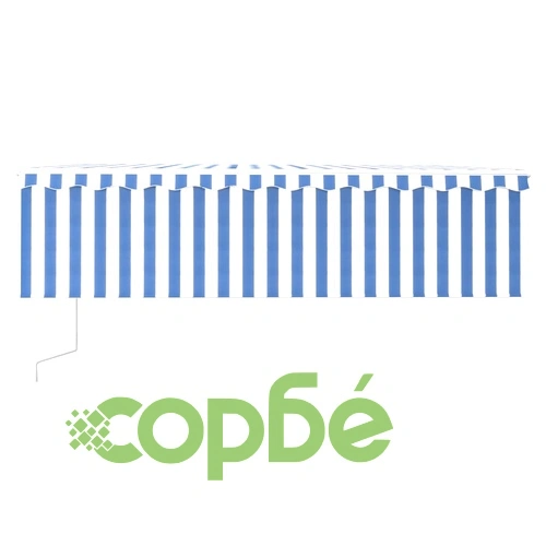 Автоматична тента с щора LED сензор за вятър 5x3 м синьо и бяло  ➤ топ цена ➤ sorbe.bg