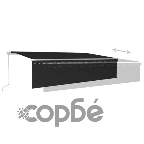Ръчно прибиращ се сенник с щора и LED, 6x3 м, антрацит ➤ топ цена ➤ sorbe.bg