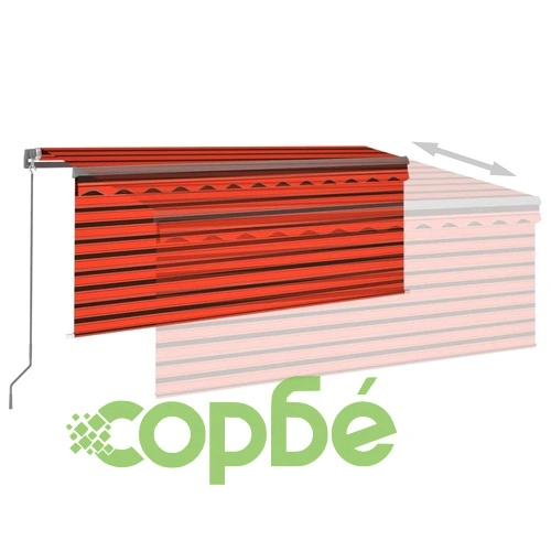 Ръчно прибиращ се сенник с щора, 3x2,5 м, оранжево и кафяво   ➤ топ цена ➤ sorbe.bg