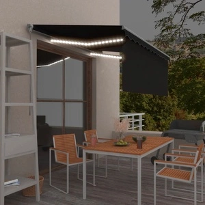 Ръчно прибиращ се сенник с щора и LED, 3x2,5 м, антрацит  