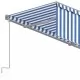 Автоматично прибиращ се сенник с щора, 3x2,5 м, синьо и бяло
