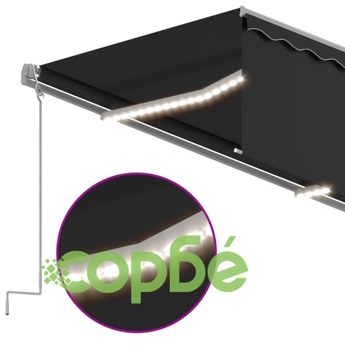 Автоматичен сенник с щора LED сензор за вятър 3x2,5 м антрацит   ➤ топ цена ➤ sorbe.bg