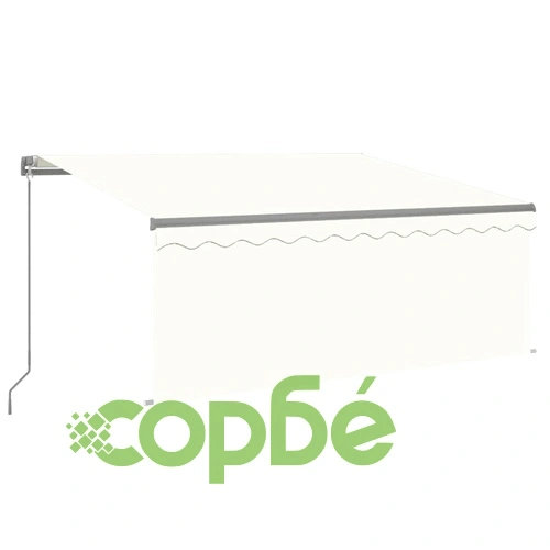 Ръчно прибиращ се сенник с щора и LED, 3,5x2,5 м, кремав ➤ топ цена ➤ sorbe.bg