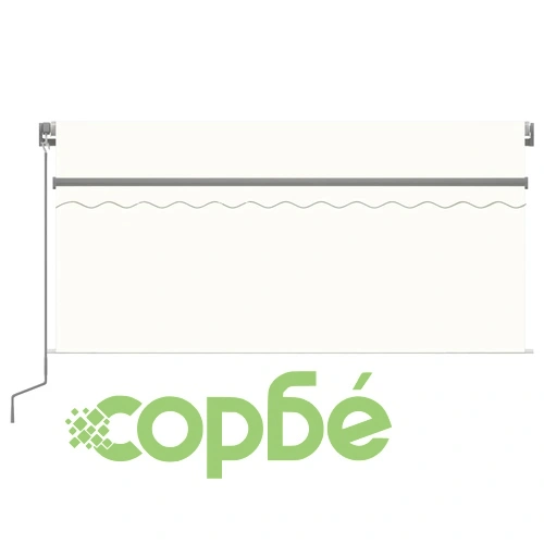 Ръчно прибиращ се сенник с щора и LED, 3,5x2,5 м, кремав ➤ топ цена ➤ sorbe.bg