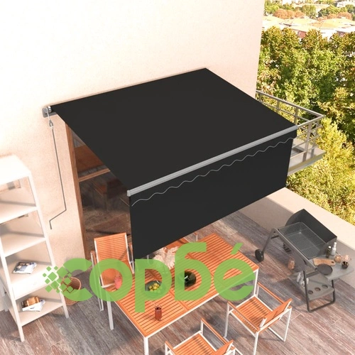 Автоматично прибиращ се сенник с щора, 3,5x2,5 м, антрацит ➤ топ цена ➤ sorbe.bg