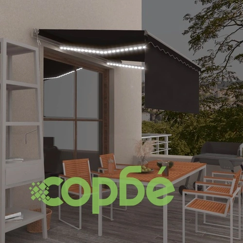 Автоматичен сенник щора LED сензор за вятър 3,5x2,5 м антрацит ➤ топ цена ➤ sorbe.bg