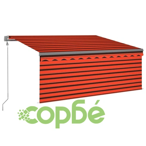 Автоматичен сенник щора LED сензор за вятър 3,5x2,5 м оранжев ➤ топ цена ➤ sorbe.bg