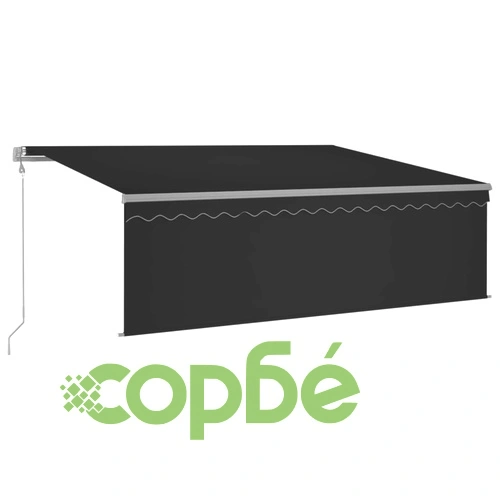 Автоматичен сенник с щора LED и сензор за вятър 4x3 м антрацит   ➤ топ цена ➤ sorbe.bg