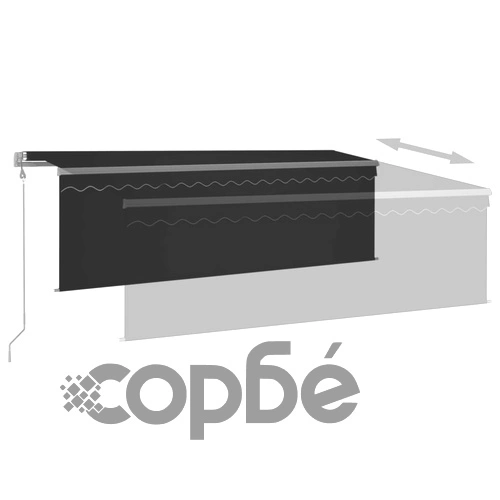 Автоматичен сенник с щора LED и сензор за вятър 4x3 м антрацит   ➤ топ цена ➤ sorbe.bg