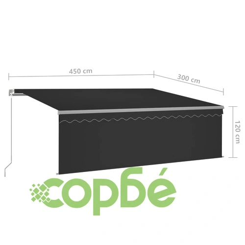 Ръчно прибиращ се сенник с щора, 4,5x3 м, антрацит ➤ топ цена ➤ sorbe.bg
