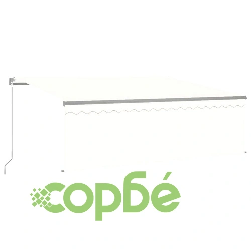Ръчно прибиращ се сенник с щора и LED, 4,5x3 м, кремав ➤ топ цена ➤ sorbe.bg
