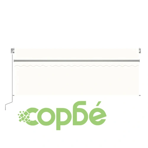 Ръчно прибиращ се сенник с щора и LED, 4,5x3 м, кремав ➤ топ цена ➤ sorbe.bg