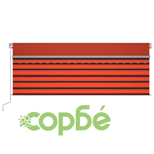 Ръчно прибиращ се сенник с щора и LED, 4,5x3 м, оранжево-кафяв ➤ топ цена ➤ sorbe.bg