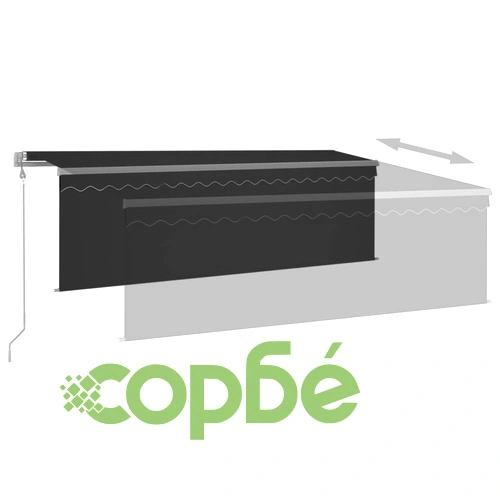 Автоматично прибиращ се сенник с щора, 4,5x3 м, антрацит ➤ топ цена ➤ sorbe.bg