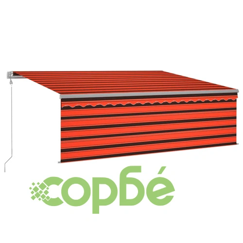 Автоматично прибиращ се сенник с щора, 4,5x3 м, оранжево-кафяв ➤ топ цена ➤ sorbe.bg