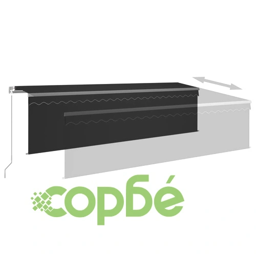 Ръчно прибиращ се сенник с щори, 5x3 м, антрацит ➤ топ цена ➤ sorbe.bg