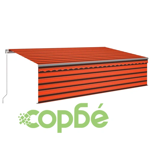 Ръчно прибиращ се сенник с щора, 5x3 м, оранжево-кафяво ➤ топ цена ➤ sorbe.bg