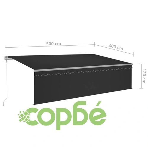 Автоматично прибиращ се сенник с щора, 5x3 м, антрацит ➤ топ цена ➤ sorbe.bg