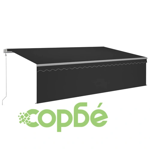 Автоматична тента с щора, LED, сензор за вятър, 5x3 м, антрацит ➤ топ цена ➤ sorbe.bg