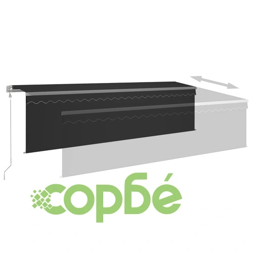 Автоматична тента с щора, LED, сензор за вятър, 5x3 м, антрацит ➤ топ цена ➤ sorbe.bg