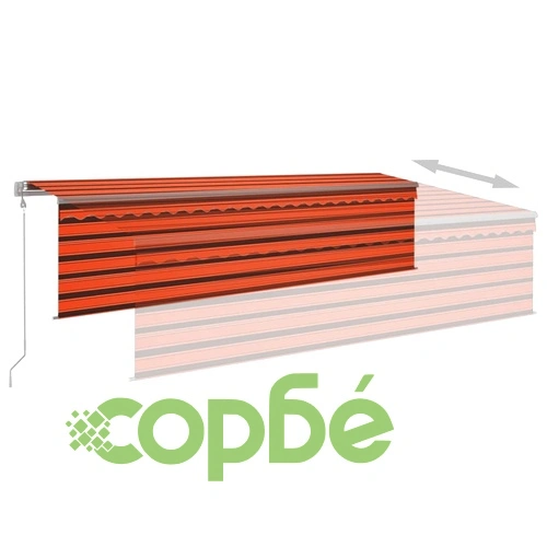 Автоматична тента с LED и сензор за вятър 5x3 м оранжево/кафяво ➤ топ цена ➤ sorbe.bg