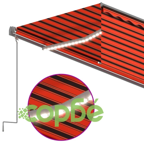 Автоматична тента с LED и сензор за вятър 5x3 м оранжево/кафяво ➤ топ цена ➤ sorbe.bg